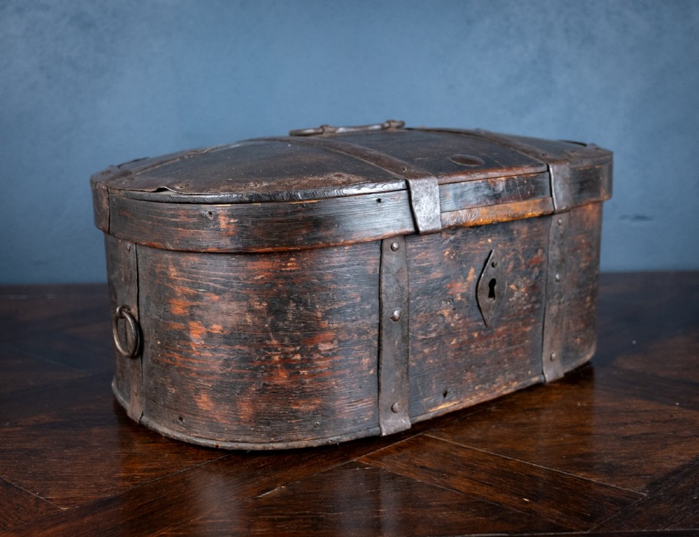 18th Century Swedish Bentwood Iron Bound Travel Box View II