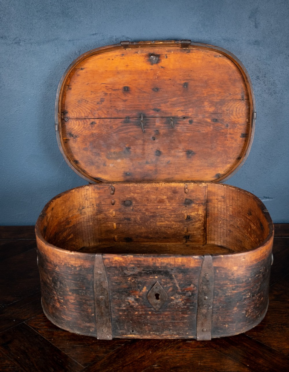 18th Century Swedish Bentwood Iron Bound Travel Box View X
