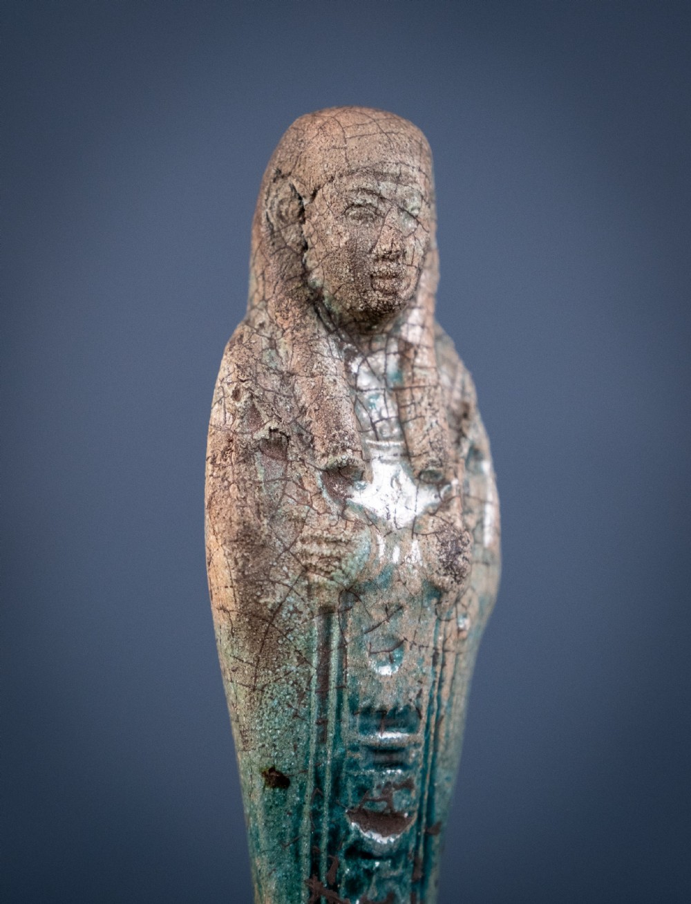 Grand Tour Egyptian Faience Shabti On Marble Base View II