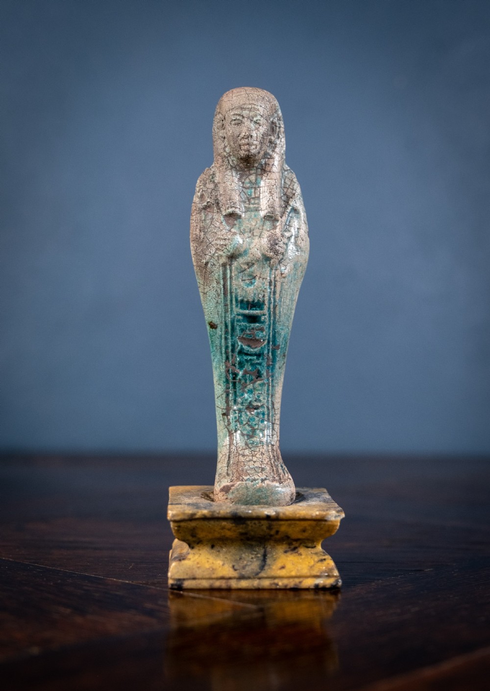 Grand Tour Egyptian Faience Shabti On Marble Base View III