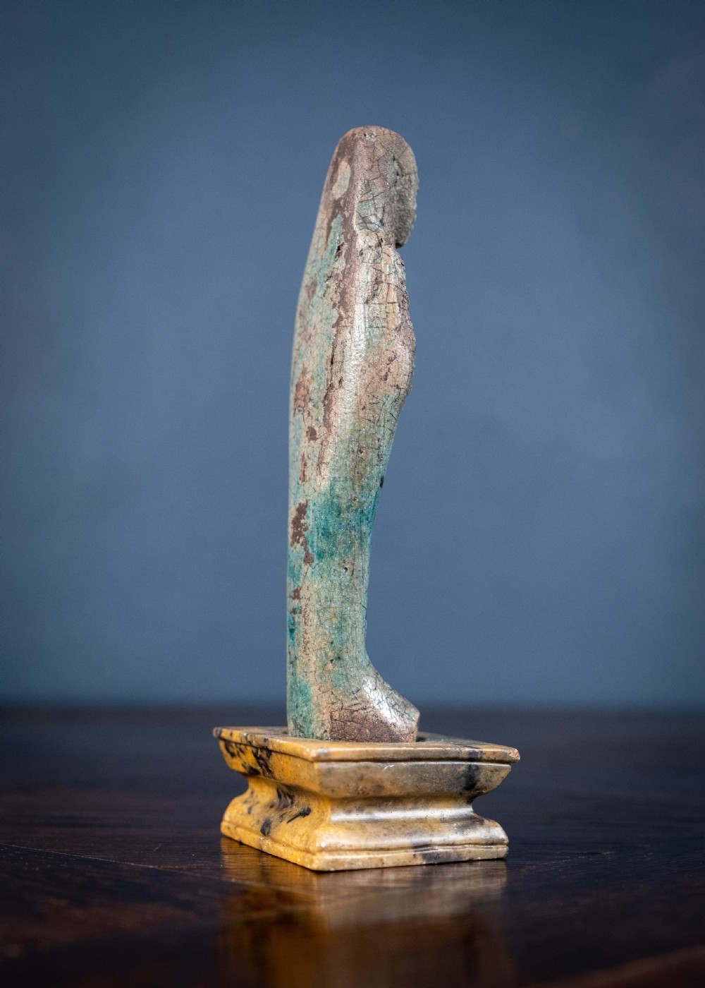 Grand Tour Egyptian Faience Shabti On Marble Base View V