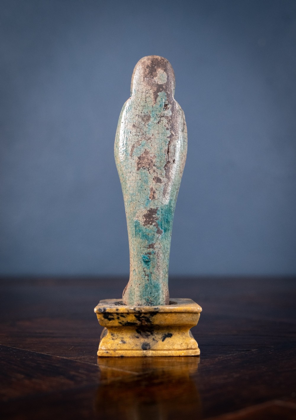 Grand Tour Egyptian Faience Shabti On Marble Base View VI