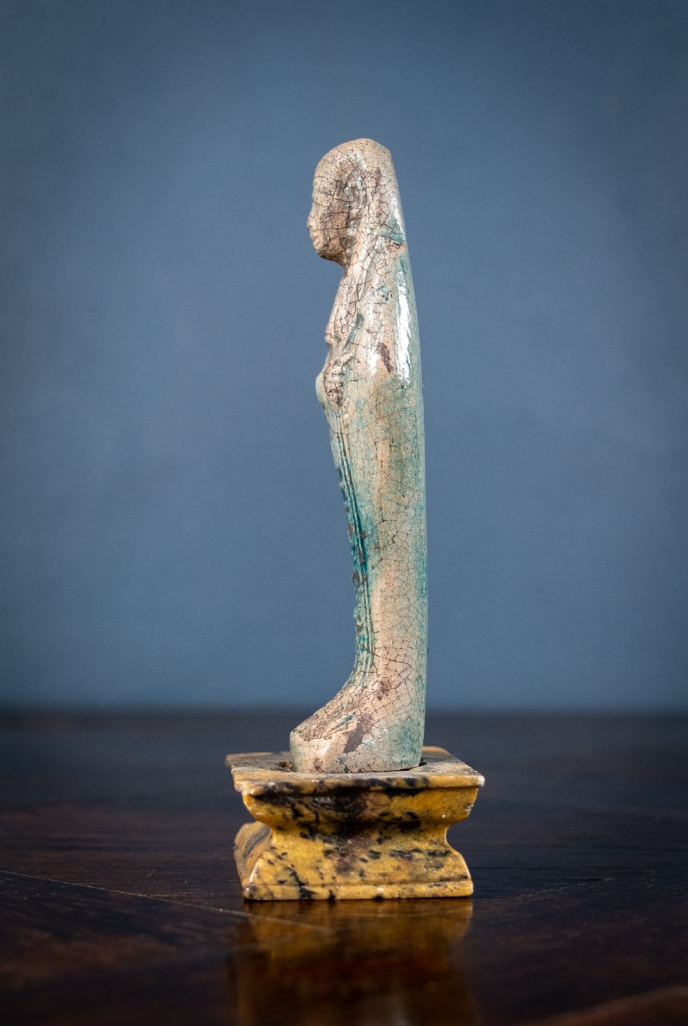 Grand Tour Egyptian Faience Shabti On Marble Base View XI