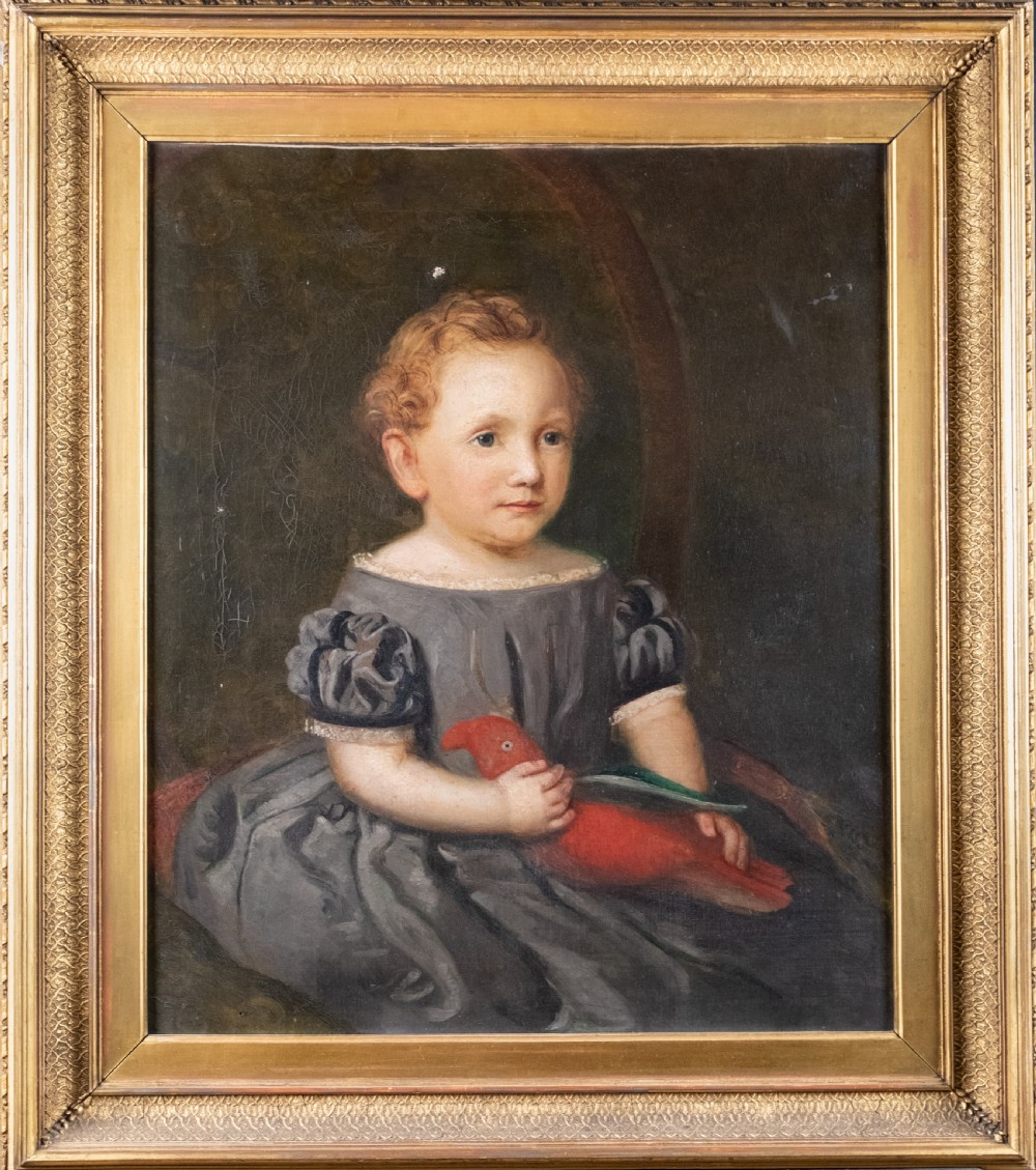 Thomas Walley (1817-1878) - Portrait Of A Child With Parrot