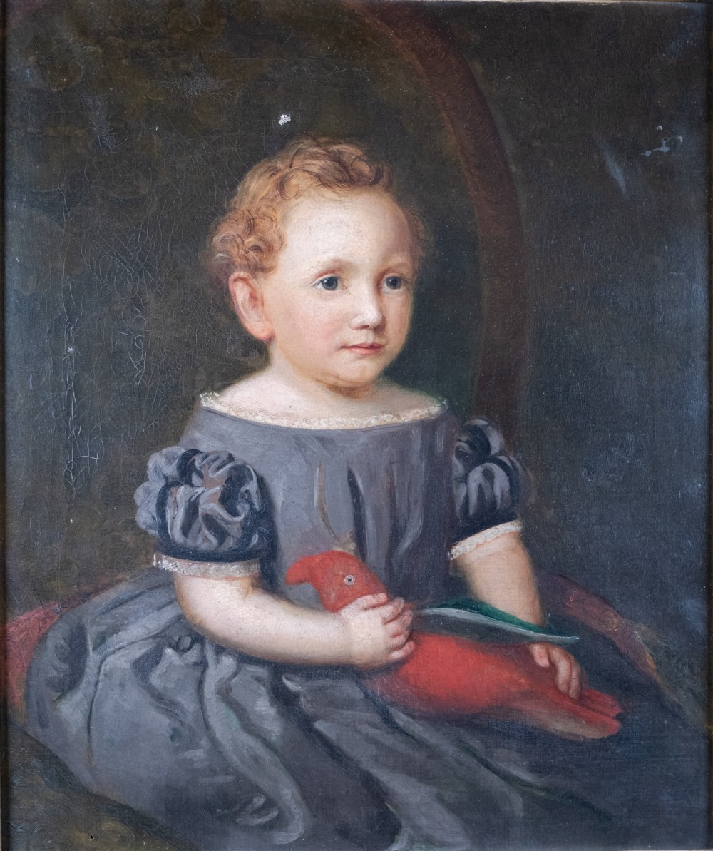 Thomas Walley (1817-1878) - Portrait Of A Child With Parrot View II