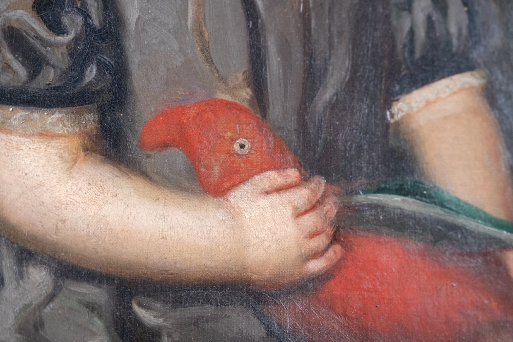 Thomas Walley (1817-1878) - Portrait Of A Child With Parrot View V