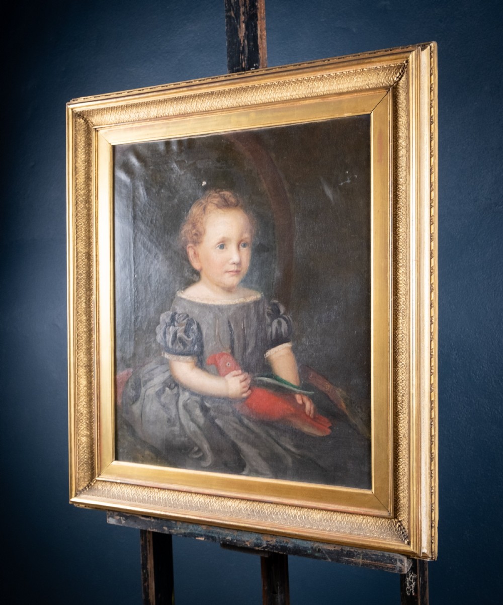 Thomas Walley (1817-1878) - Portrait Of A Child With Parrot View X
