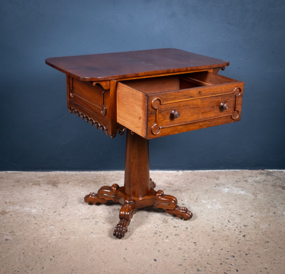 Early Victorian Gothic Revival Rosewood & Mahogany Side Table View III