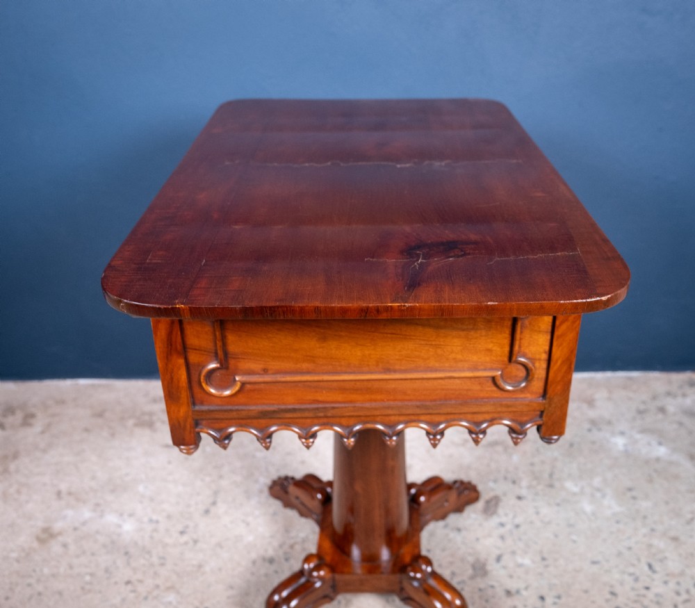 Early Victorian Gothic Revival Rosewood & Mahogany Side Table View VI