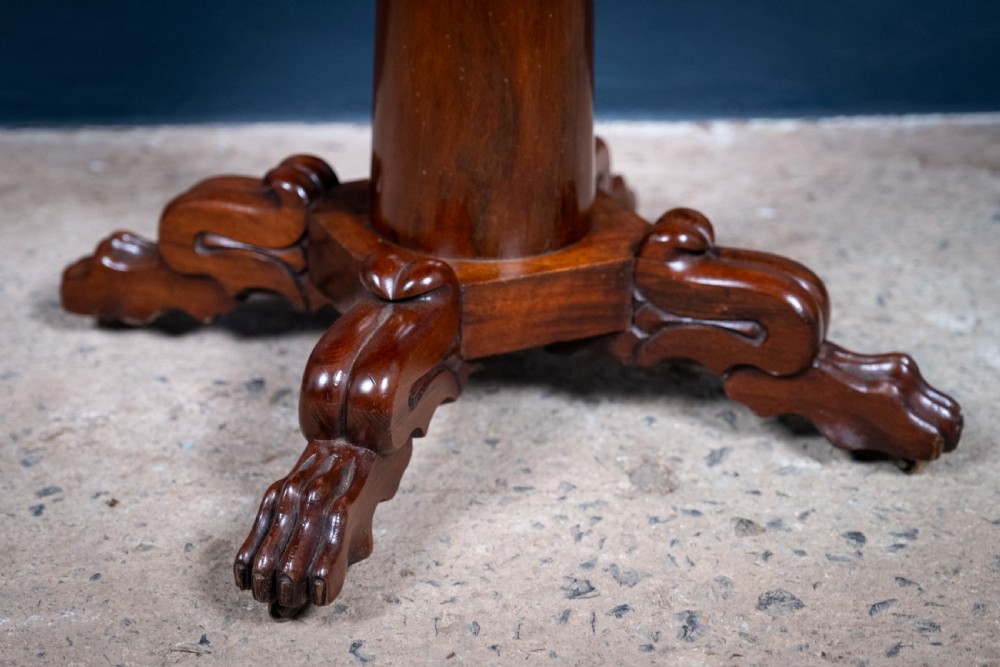 Early Victorian Gothic Revival Rosewood & Mahogany Side Table View IX
