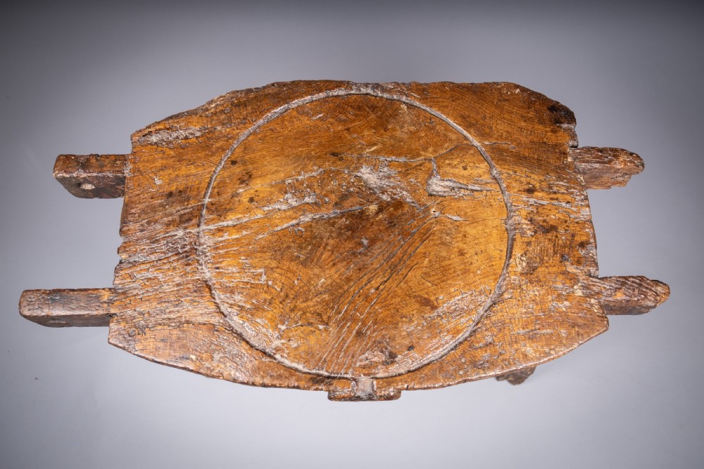 18th Century Elm Cheese Press Table View IX