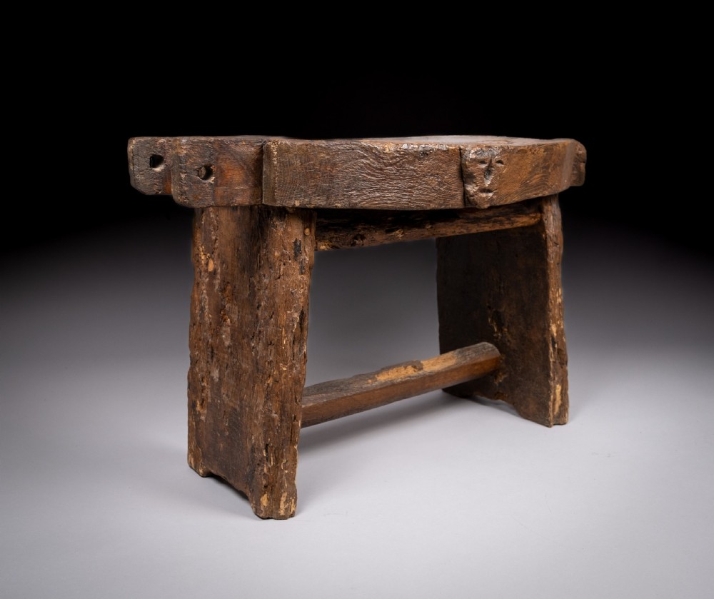 18th Century Elm Cheese Press Table View XI