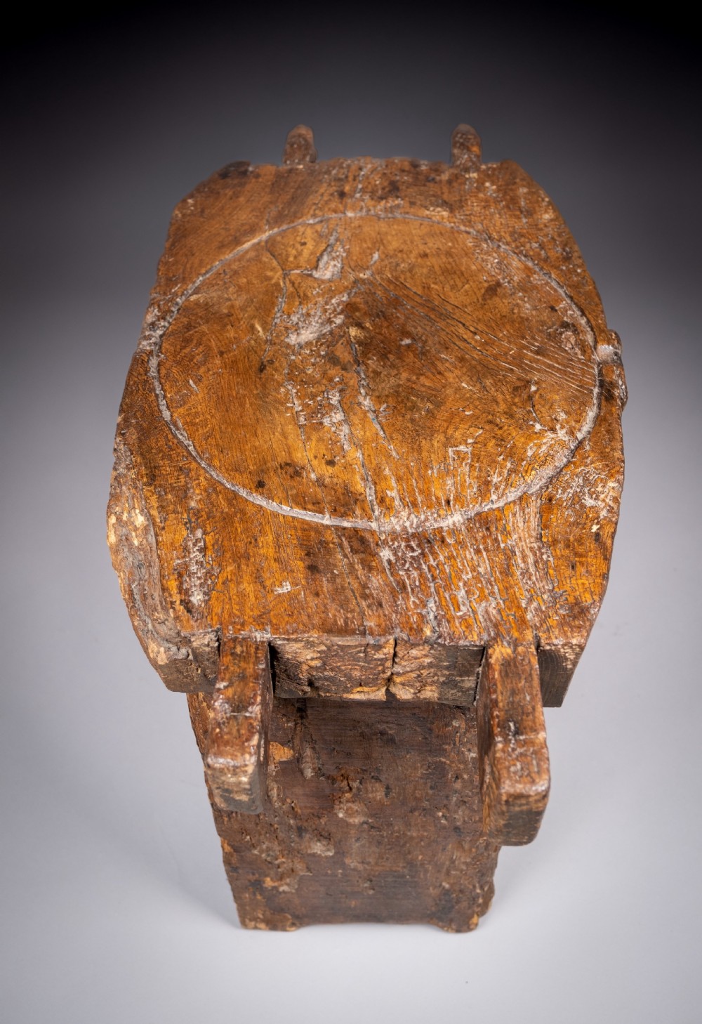 18th Century Elm Cheese Press Table View XIII