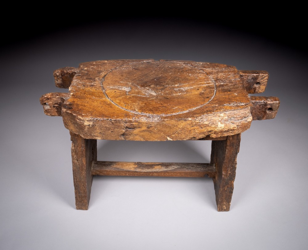 18th Century Elm Cheese Press Table View XIV
