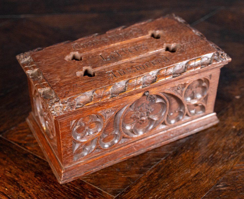 Victorian Gothic Revival Oak Letter / Correspondence Box, c.1880 View IV