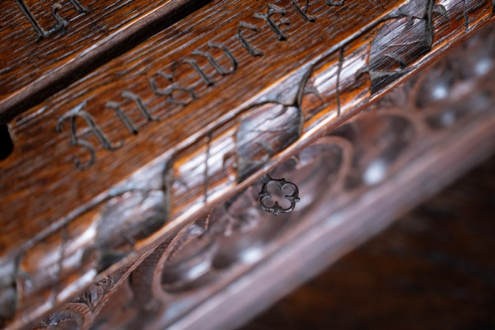 Victorian Gothic Revival Oak Letter / Correspondence Box, c.1880 View VI
