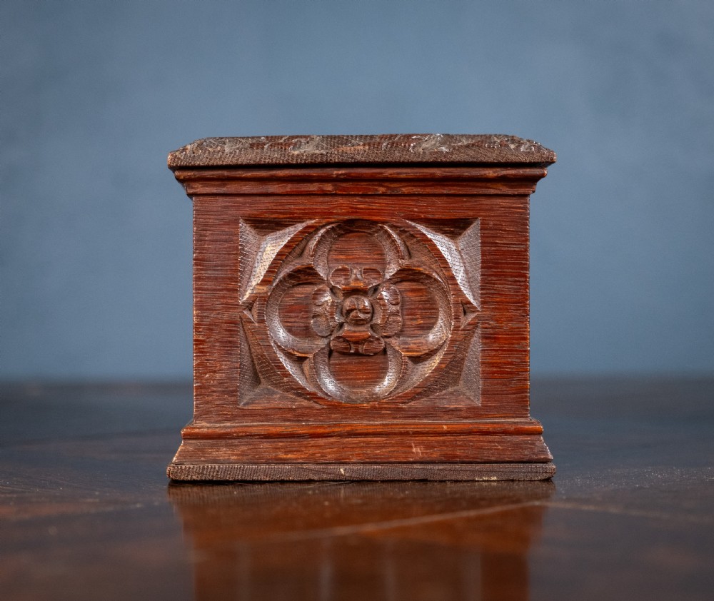 Victorian Gothic Revival Oak Letter / Correspondence Box, c.1880 View X