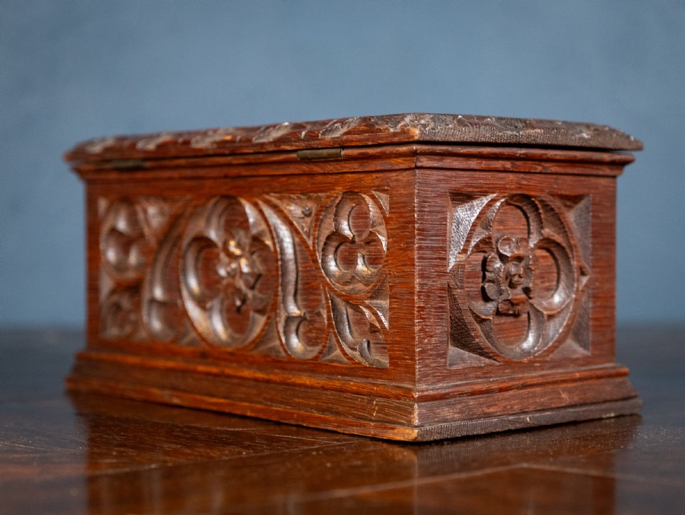 Victorian Gothic Revival Oak Letter / Correspondence Box, c.1880 View XI