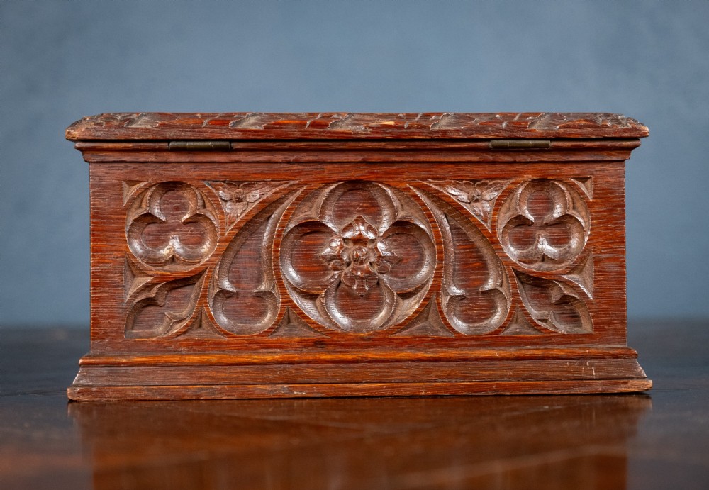 Victorian Gothic Revival Oak Letter / Correspondence Box, c.1880 View XII