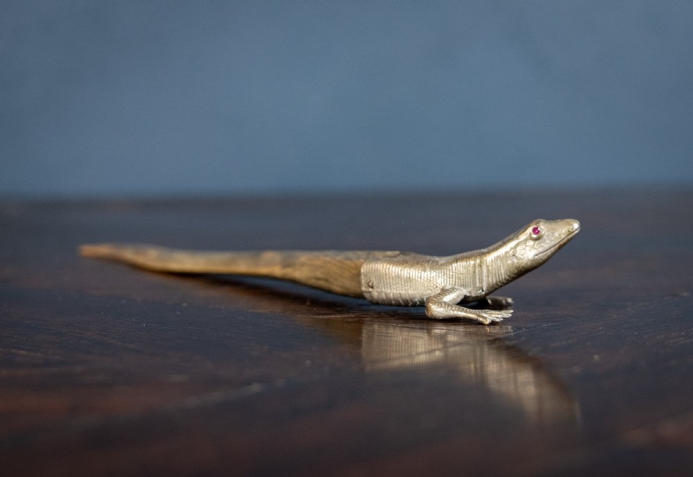 Novelty Brass & Horn Lizard Letter Opener, c.1900