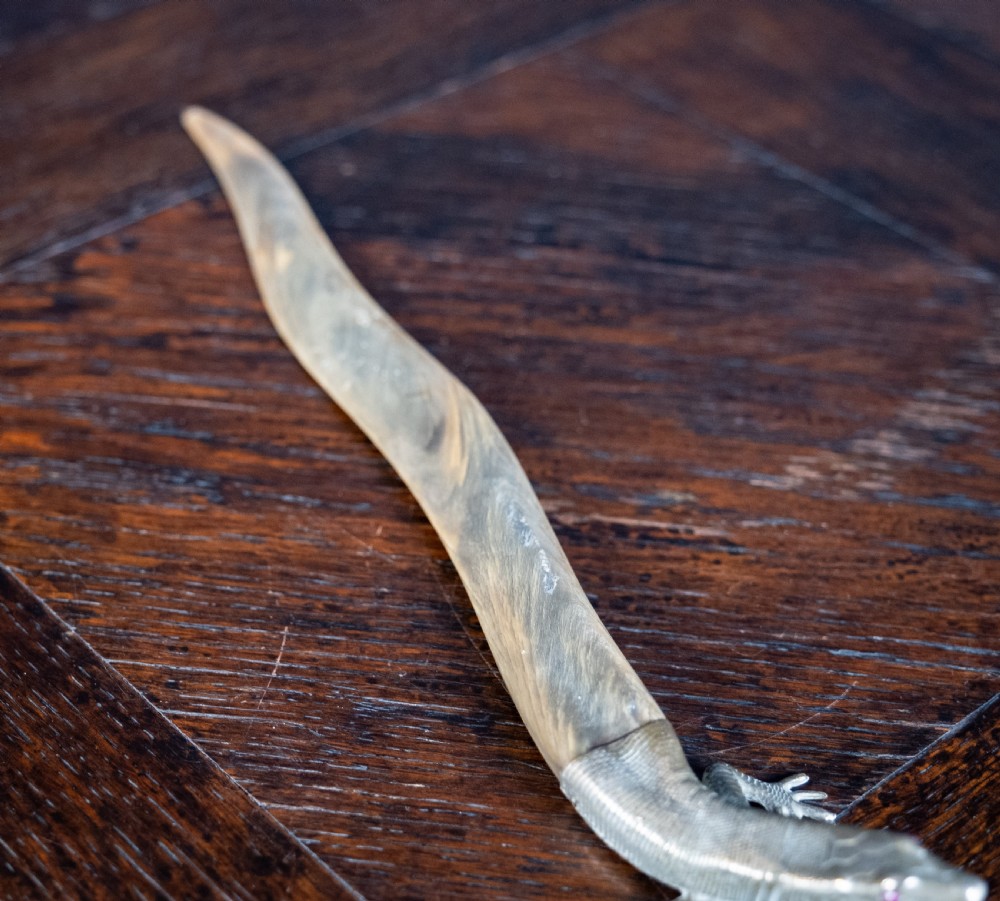 Novelty Brass & Horn Lizard Letter Opener, c.1900 View VIII