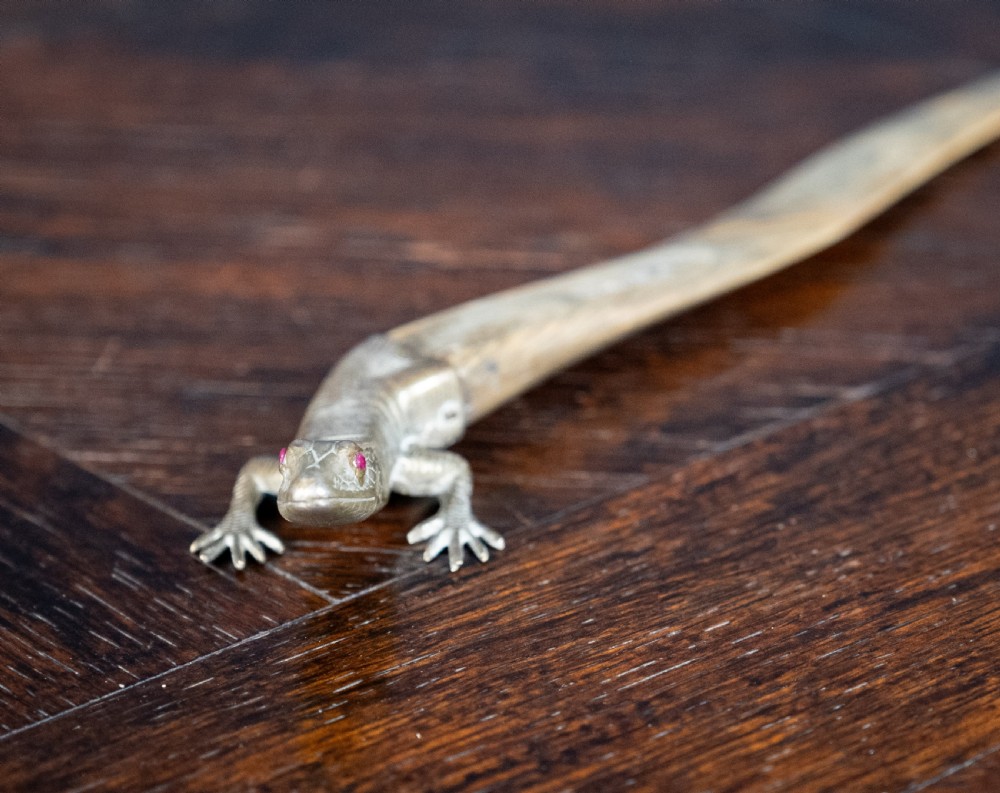 Novelty Brass & Horn Lizard Letter Opener, c.1900 View IX