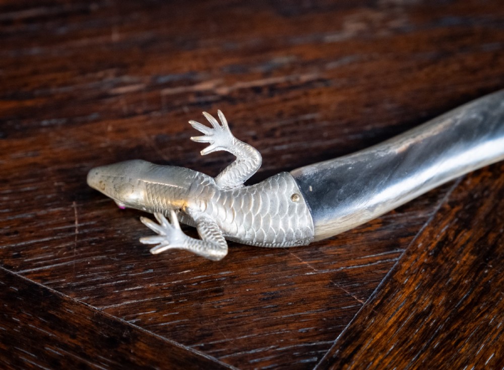 Novelty Brass & Horn Lizard Letter Opener, c.1900 View XII
