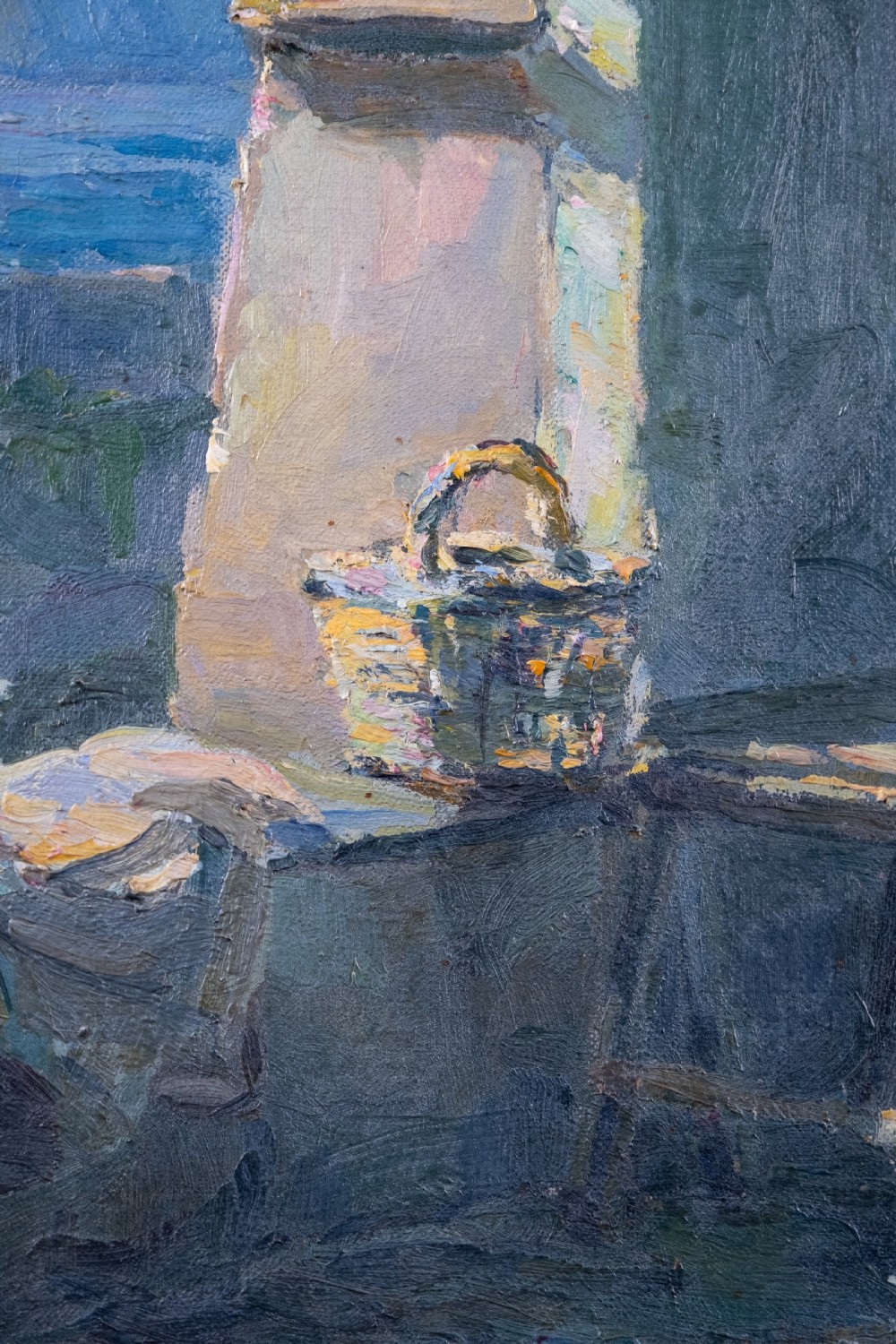 A Sunlit Coastal Colonnade - French School. Oil on Canvas. View IV