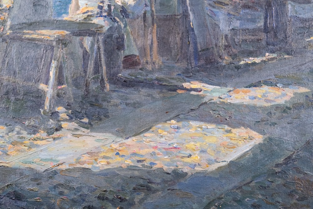 A Sunlit Coastal Colonnade - French School. Oil on Canvas. View V