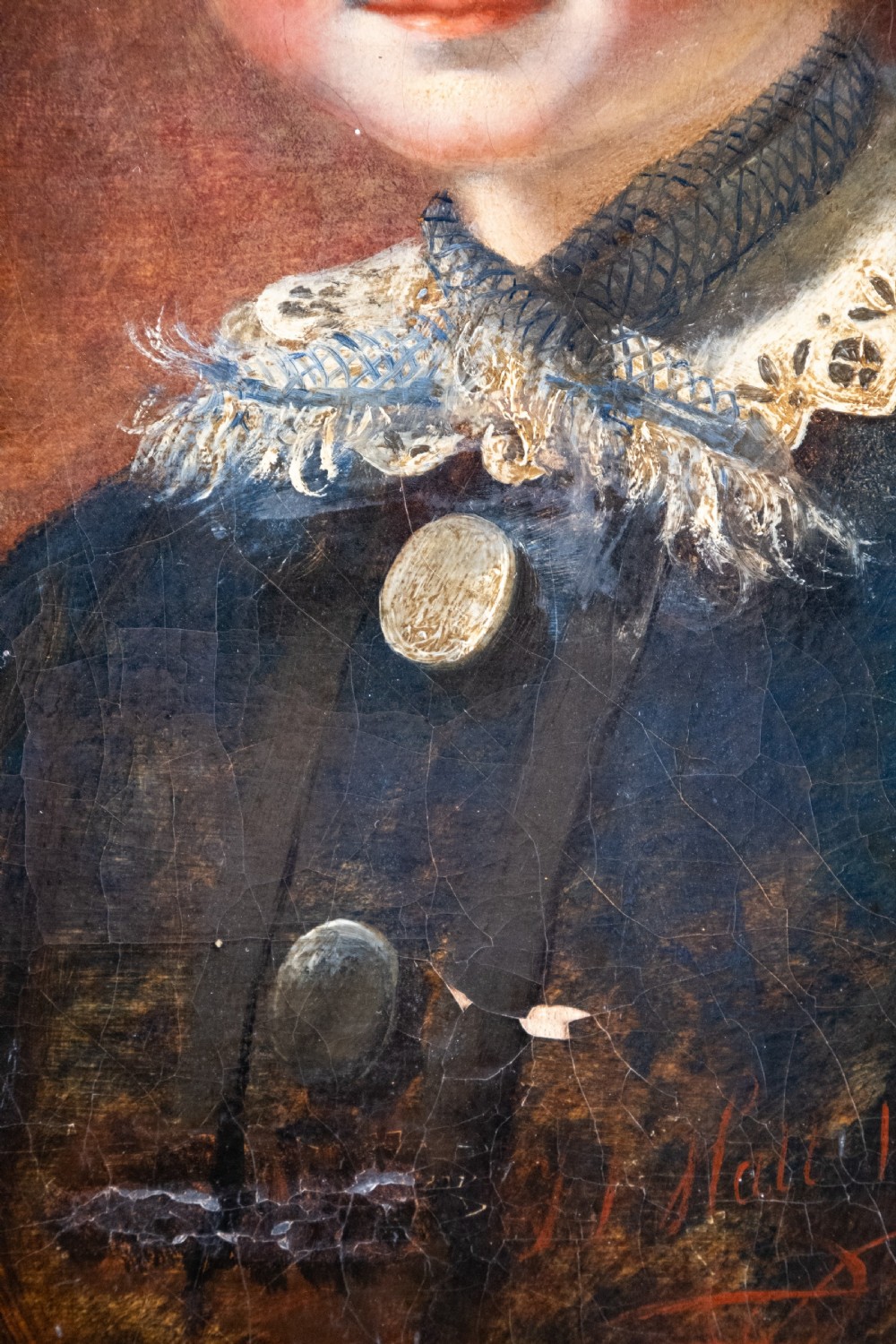 Thomas P Hall (fl.1837-1867) - Portrait Of A Boy In Blue. Oil On Canvas.  View IV