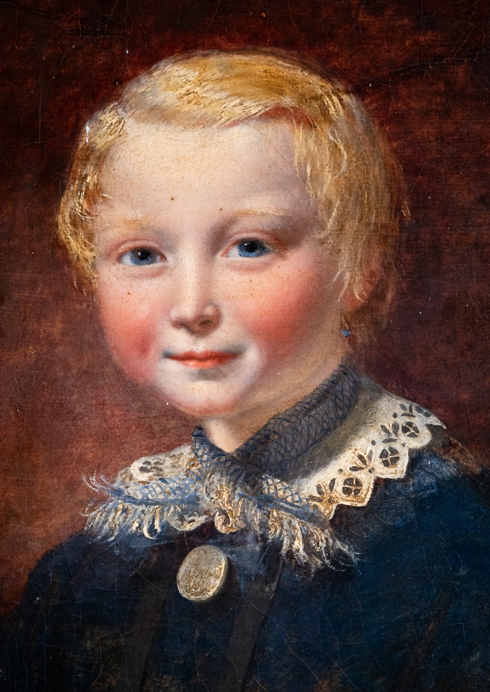 Thomas P Hall (fl.1837-1867) - Portrait Of A Boy In Blue. Oil On Canvas.  View VI