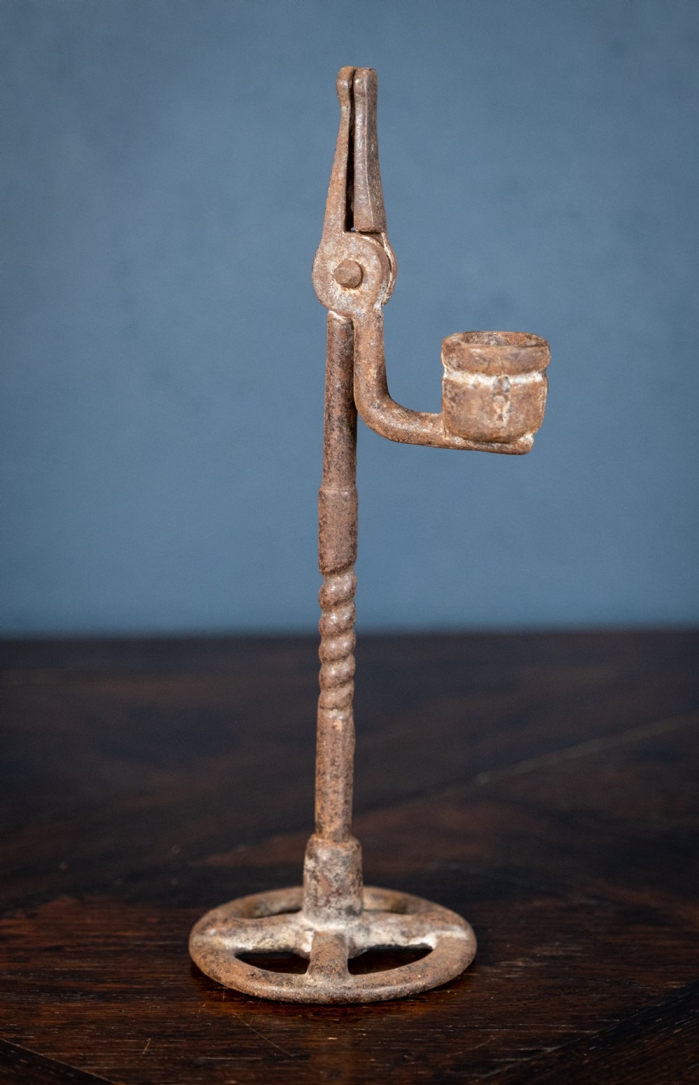 19th Century Wrought Iron Rush Light Holder