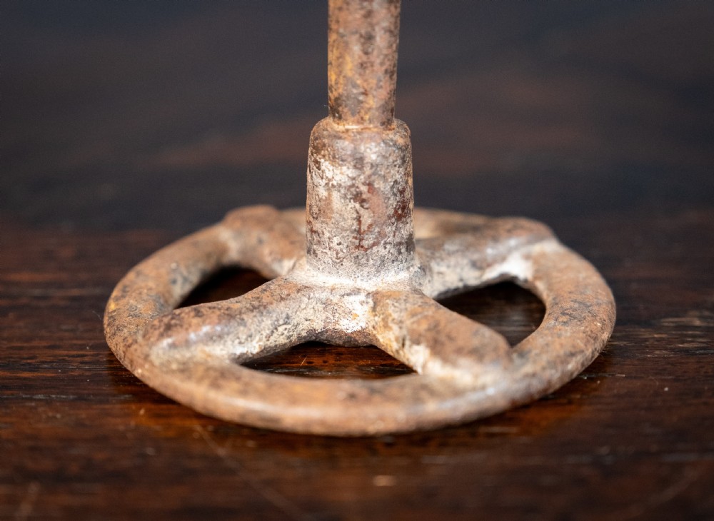 19th Century Wrought Iron Rush Light Holder View II