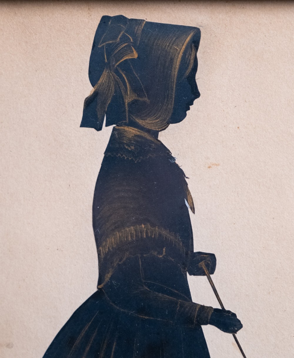 Fine 19th Century Bronzed Silhouette Of A Girl With Parasol.  View III