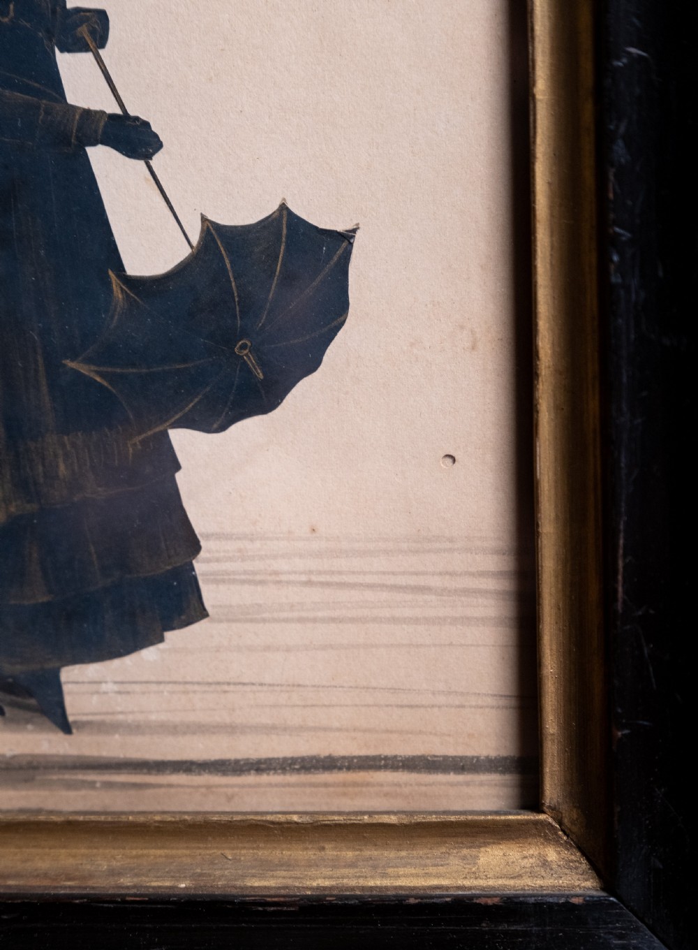 Fine 19th Century Bronzed Silhouette Of A Girl With Parasol.  View V