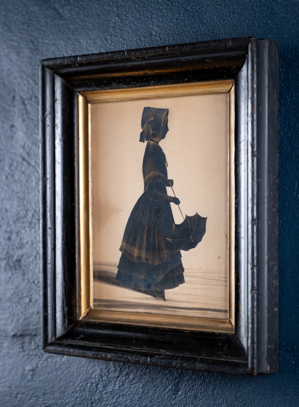 Fine 19th Century Bronzed Silhouette Of A Girl With Parasol.  View VI