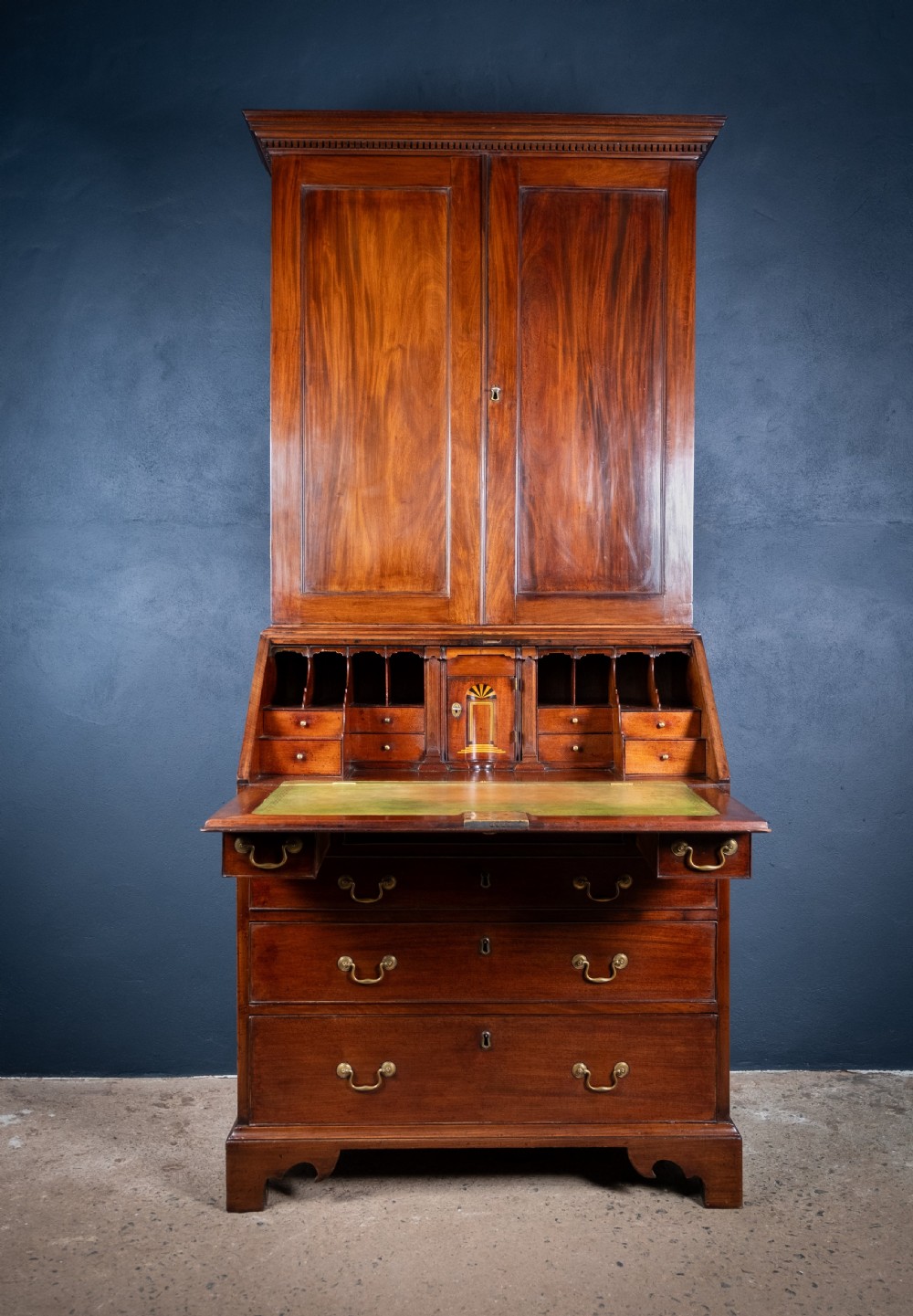 George III Mahogany Bookcase Bureau