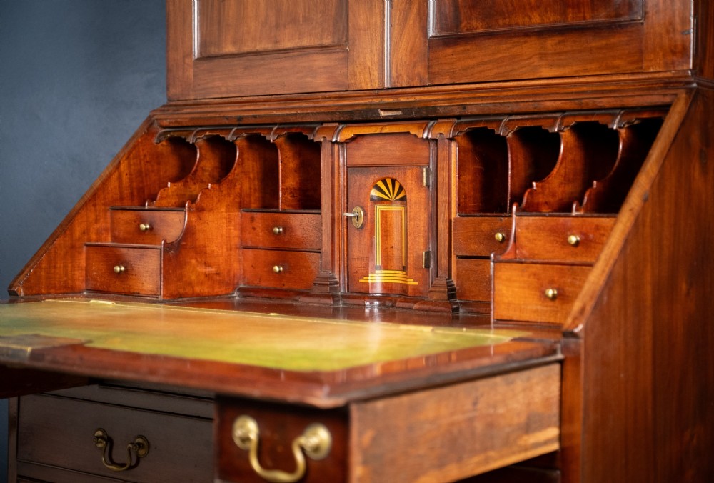 George III Mahogany Bookcase Bureau View II