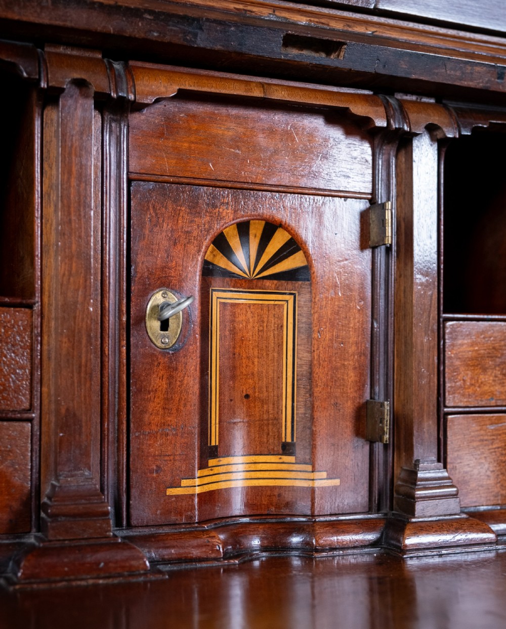 George III Mahogany Bookcase Bureau View V