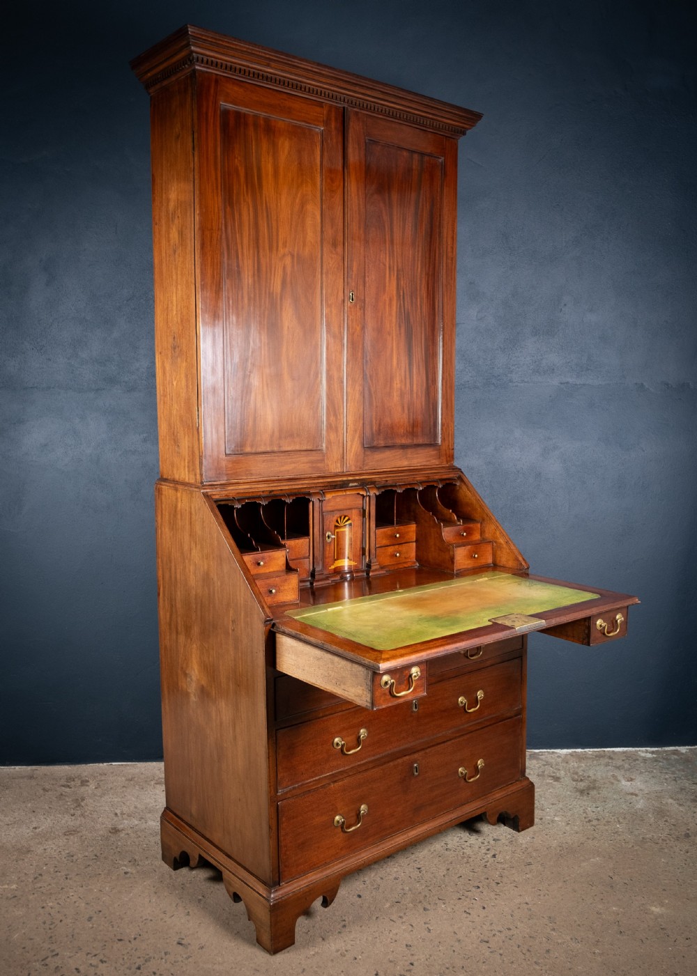 George III Mahogany Bookcase Bureau View XXX