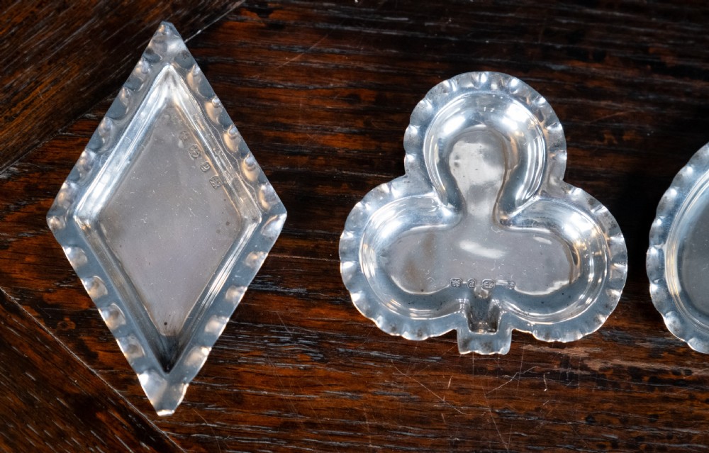 Four Silver Playing Card Suit Dishes by A & J Zimmerman, 1898. View II