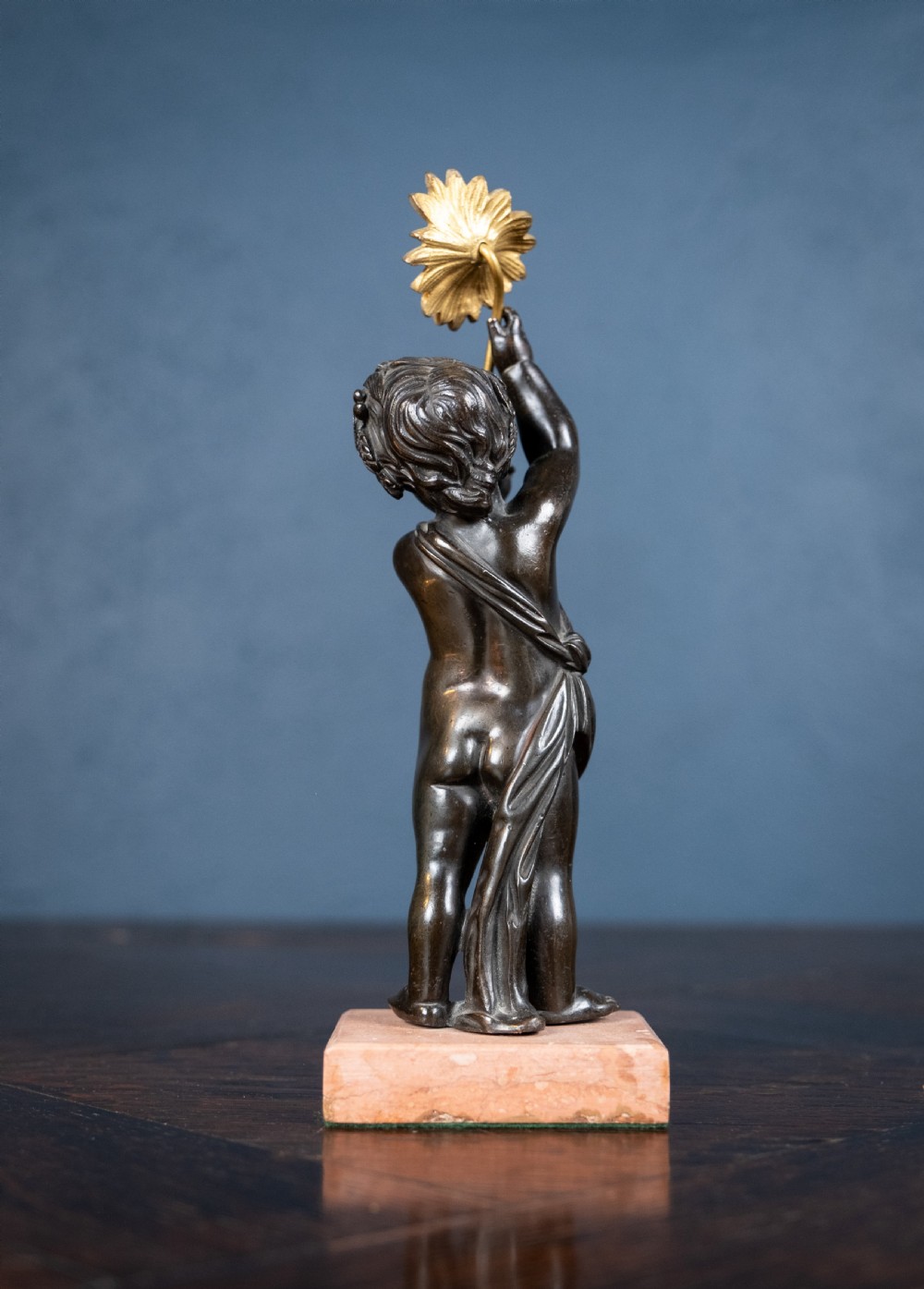 19th Century Bronze Putto Holding A Flower View V