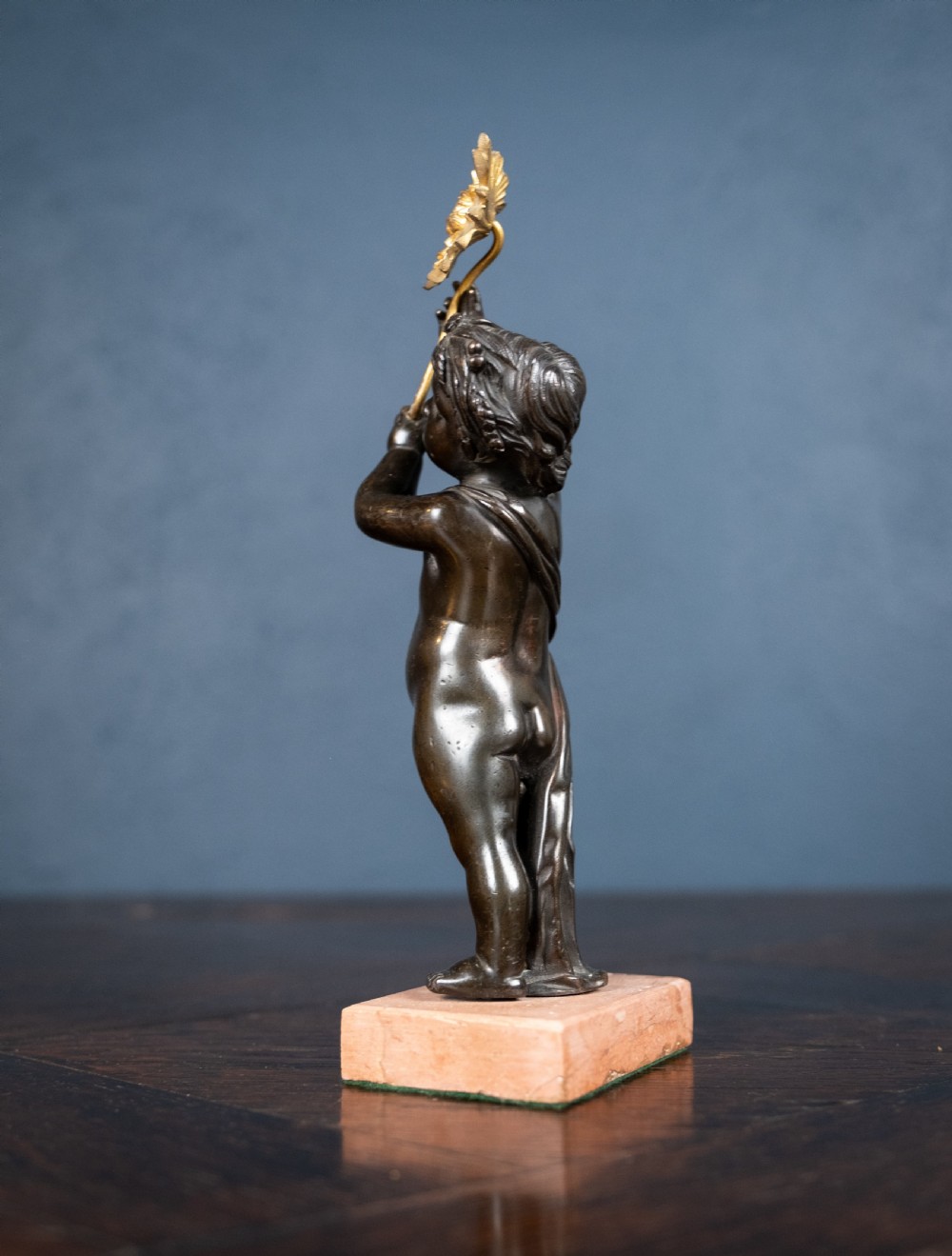 19th Century Bronze Putto Holding A Flower View VI