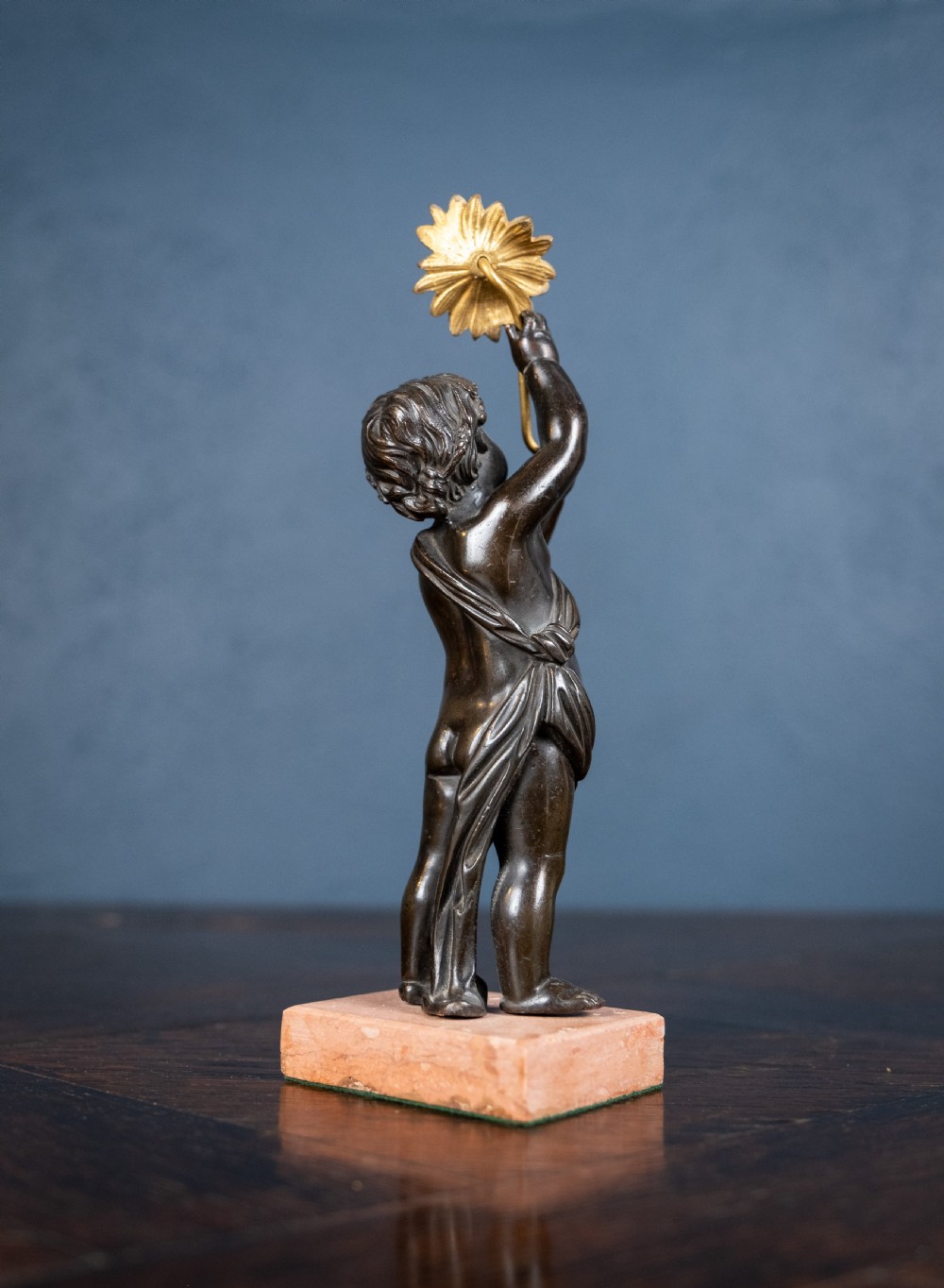 19th Century Bronze Putto Holding A Flower View XII