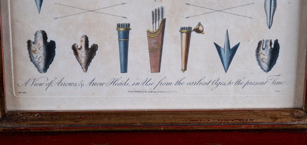 Antique Print Archery 'A View of Arrows & Arrow Heads...' Published by J. Wilkes, 1797 View III