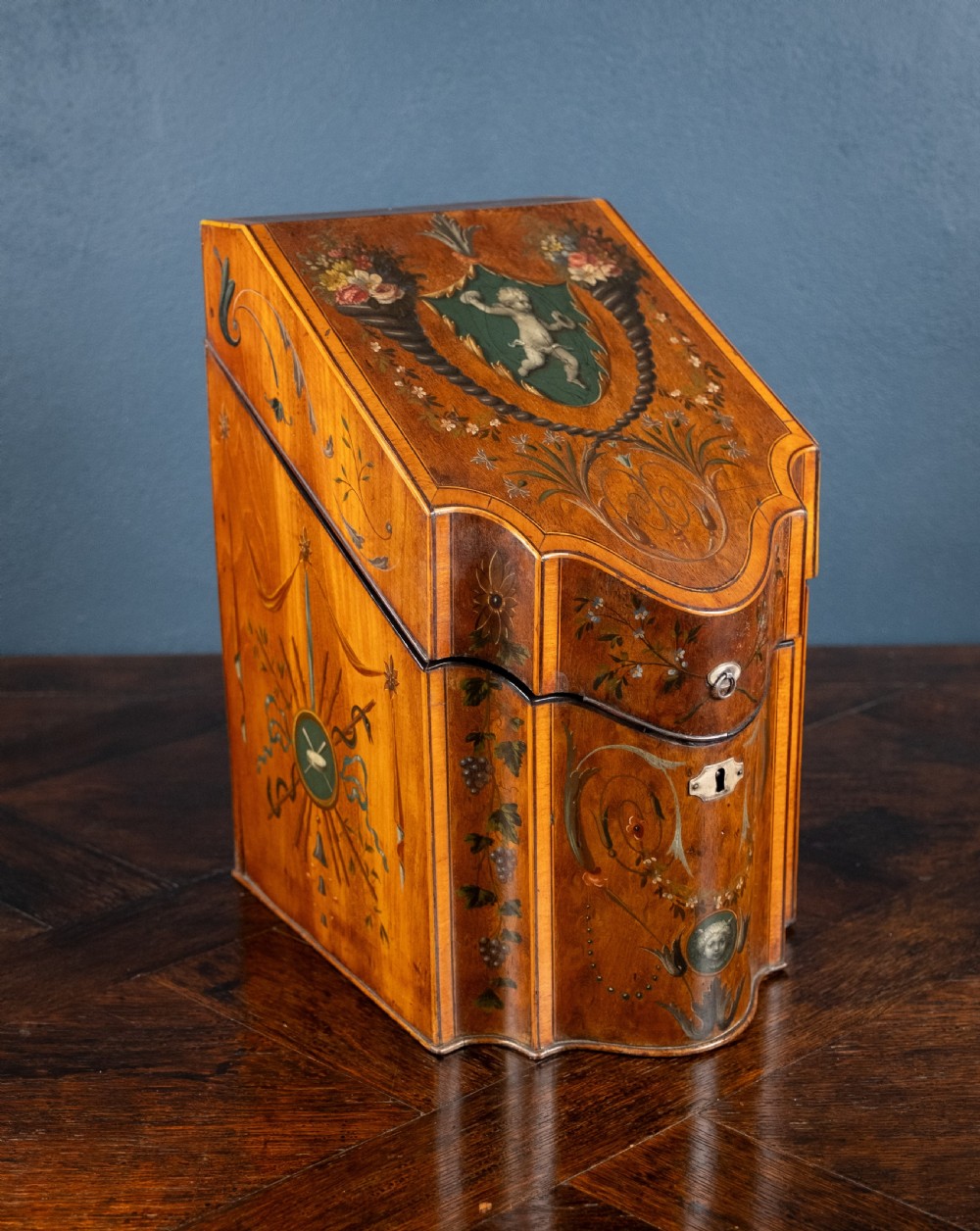 George III Sheraton Period Painted Knife Box, c.1790