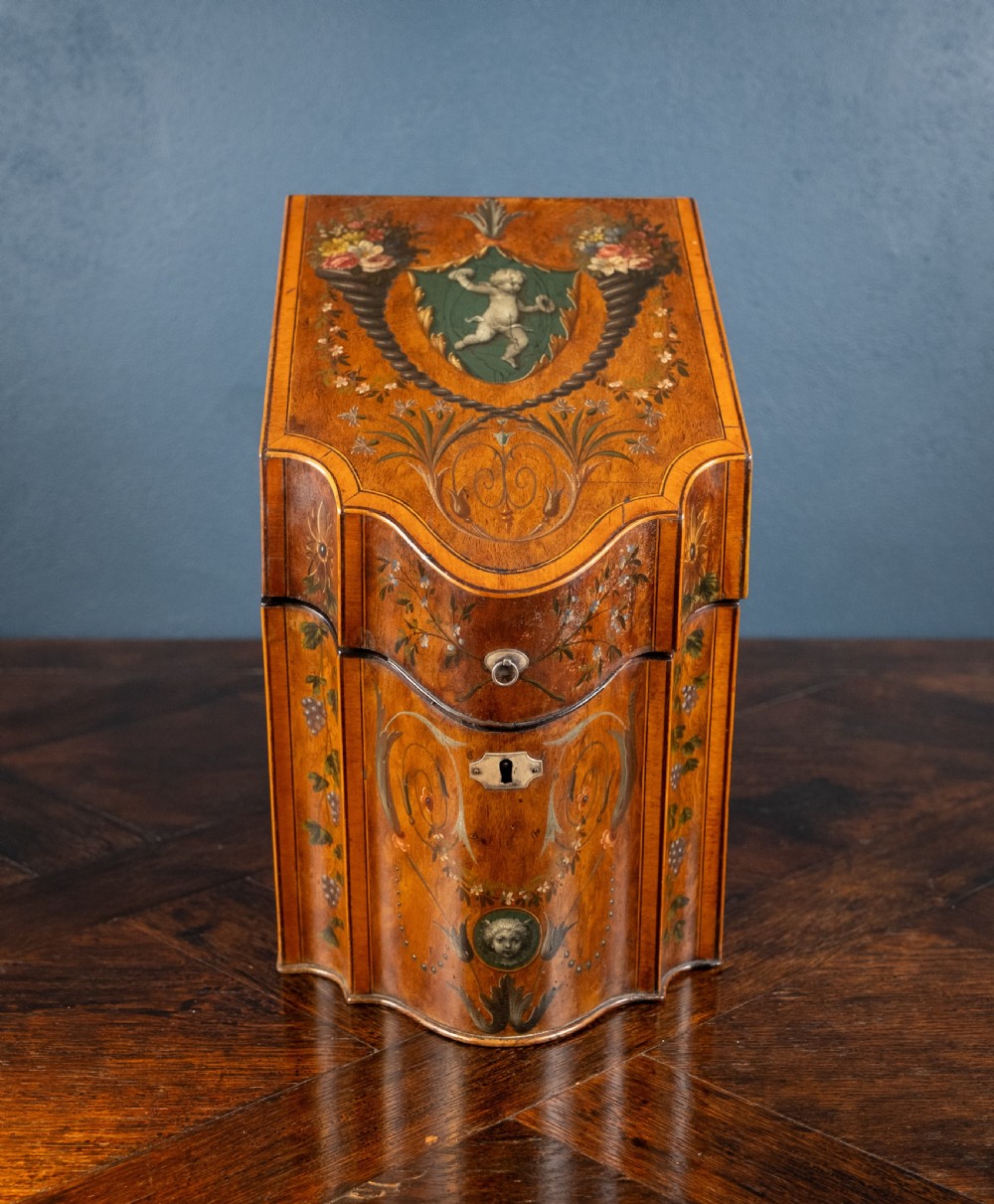 George III Sheraton Period Painted Knife Box, c.1790 View II