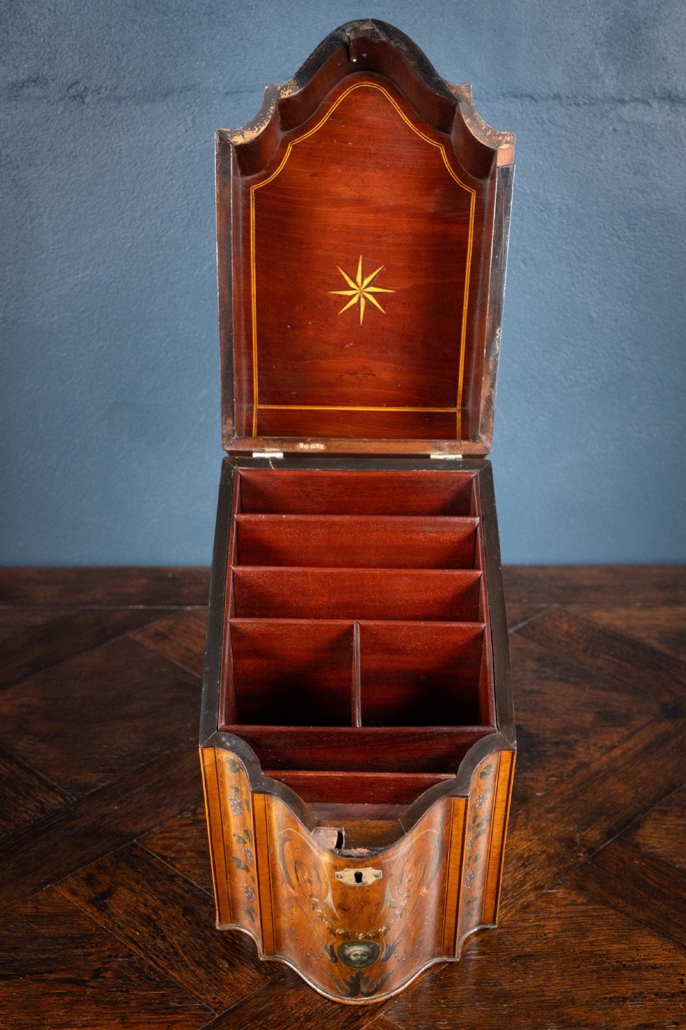 George III Sheraton Period Painted Knife Box, c.1790 View XIII