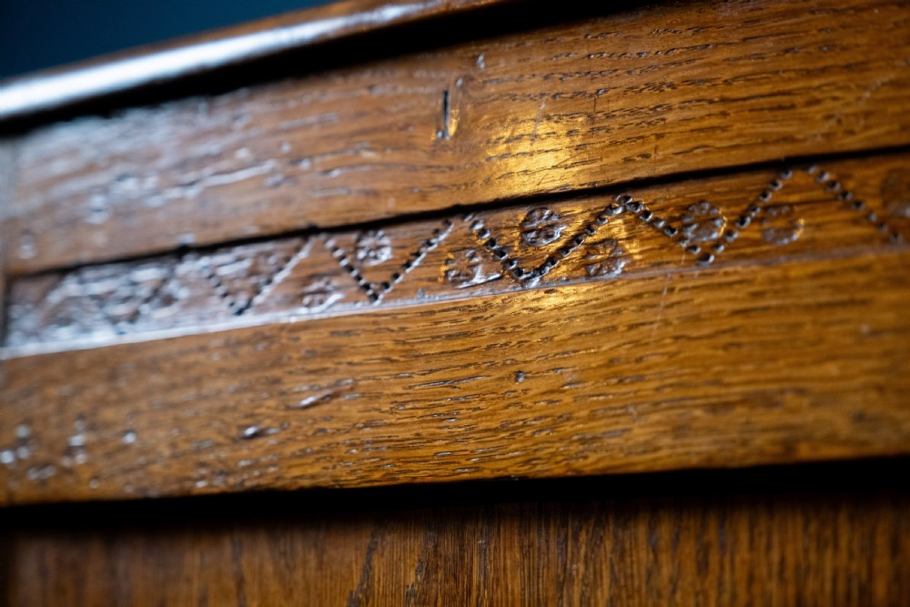 18th Century Oak Coffer With Carved Rosettes View IV