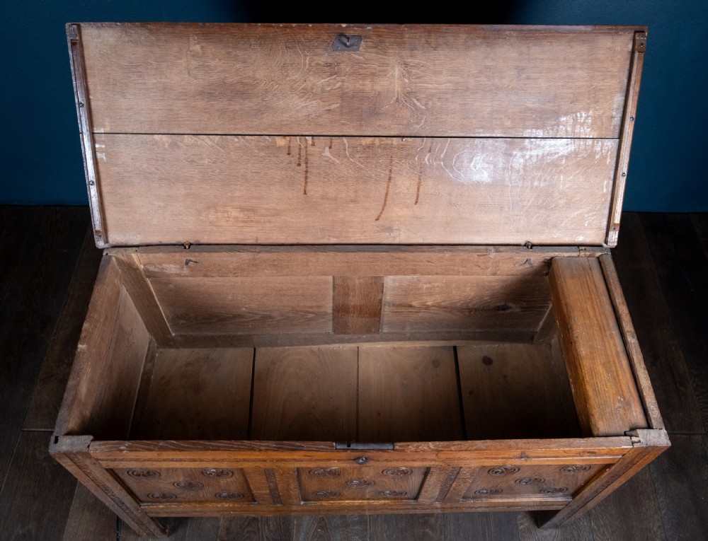 18th Century Oak Coffer With Carved Rosettes View VII
